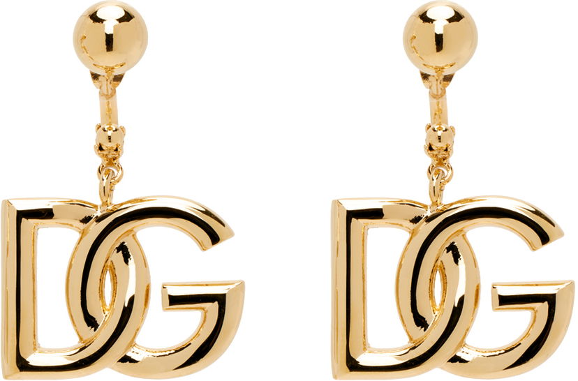 Uhani Dolce & Gabbana Gold 'DG' Logo Earrings Kovinski | WEN6P1 W1111