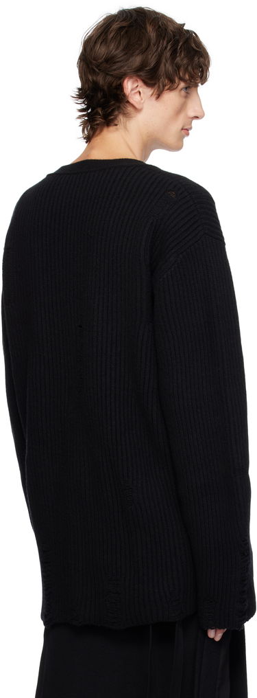 Pleteni pulover Ann Demeulemeester Ingemar Oversize Distressed Cardigan Črna | 2402-M-KN31-KN048-099, 2