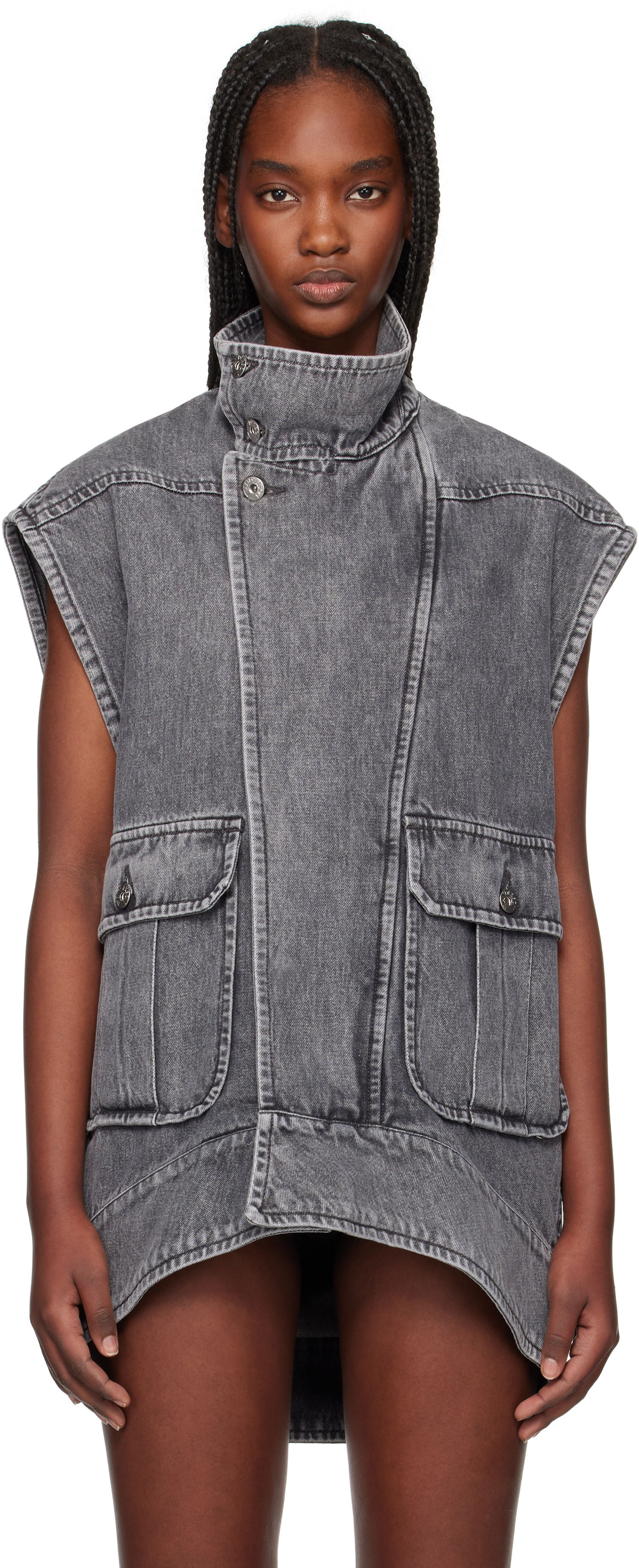 Telovnik JW Anderson JW Anderson Oversized Sleeveless High Neck Vest Siva | DJ0037-PG1745, 0