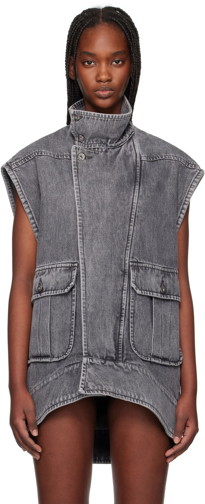 Telovnik JW Anderson JW Anderson Oversized Sleeveless High Neck Vest Siva | DJ0037-PG1745