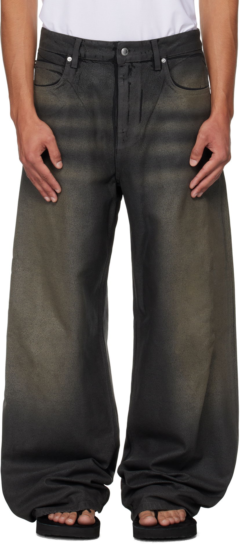 Kavbojke Alexander Wang Alexander Wang Faux Leather Relaxed Fit Jeans Črna | 6DC3254807