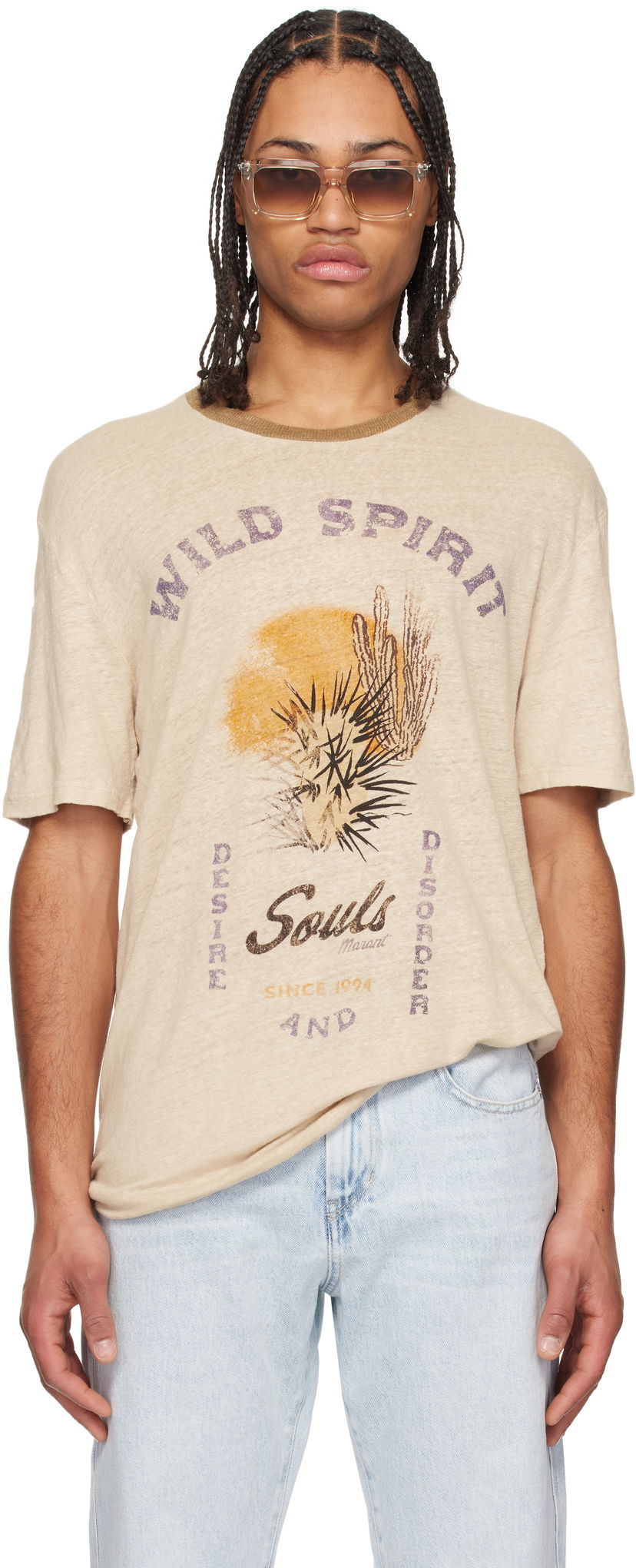Majica ISABEL MARANT Isabel Marant Honore Graphic T-Shirt Bež | 25PTS0052HC-C1N09H