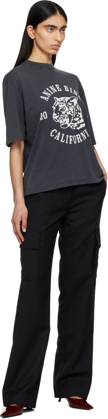 Krop-top Anine Bing Anine Bing Avi Collegiate Leopard T-Shirt Siva | A-08-10922-BLK5, 3