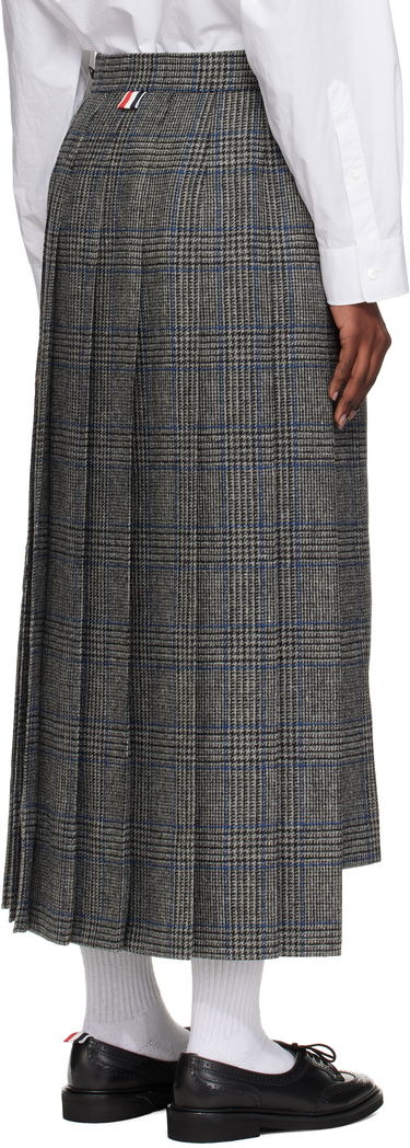 Krila Thom Browne Thom Browne Classic Pleated Maxi Skirt with Appliqué Siva | FGCA24E-E1376, 2