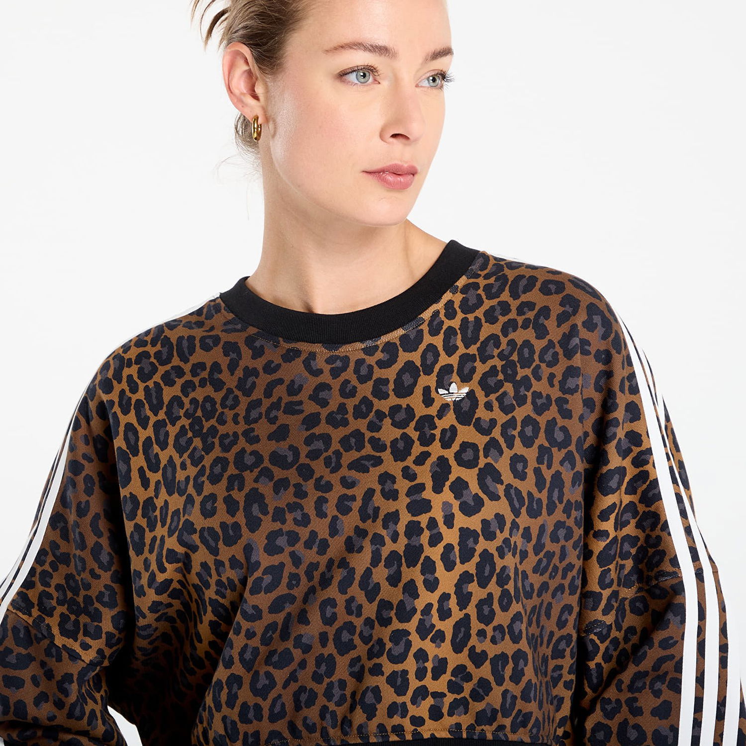 Pulover adidas Performance Leopard Crewneck Sweatshirt Rjava | JW7303, 1