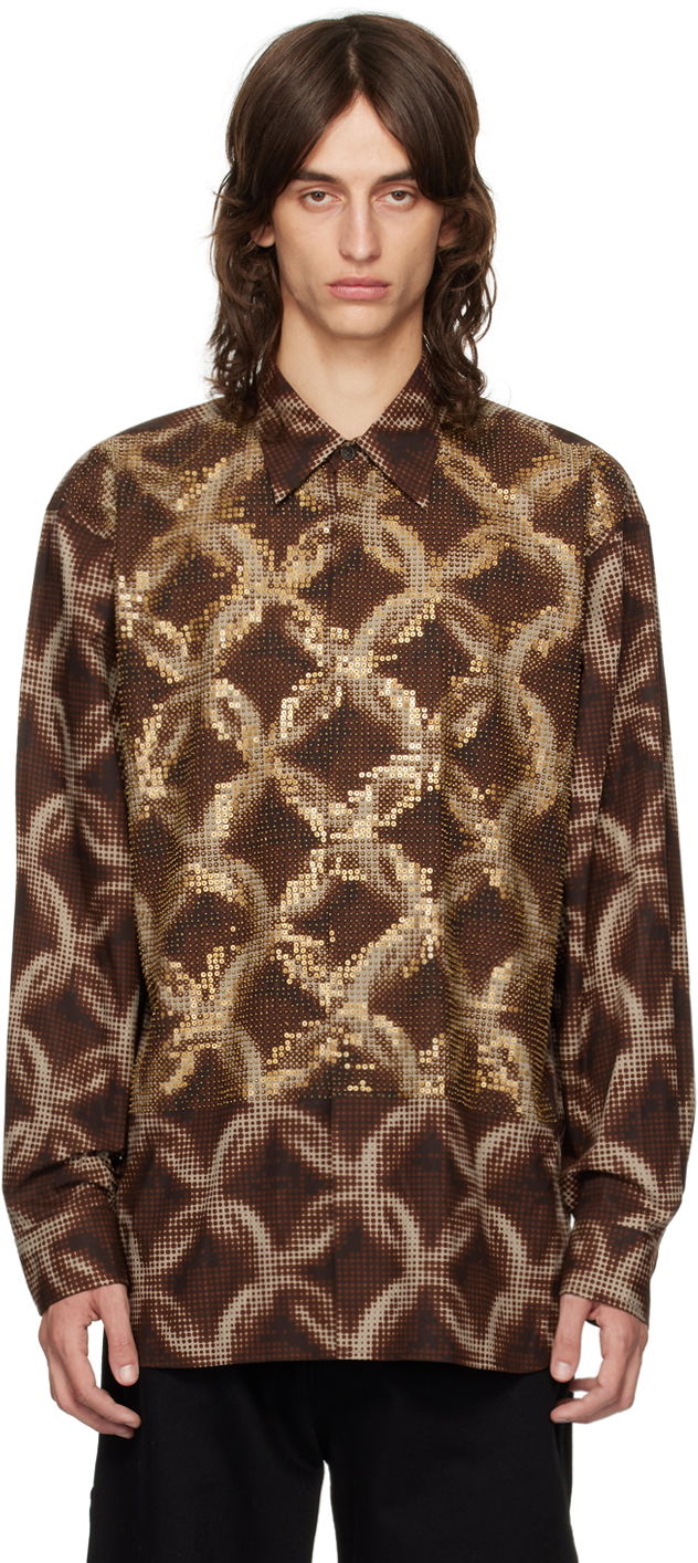 Srajce Dries Van Noten Beaded Shirt Rjava | 242-020745-9000
