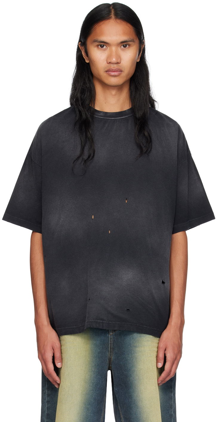 Majica We11done Distressed T-Shirt Črna | WD-TT2-24-742-U-BK