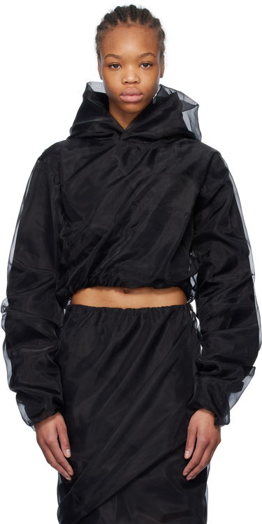 Pulover We11done We11done Layered Cropped Hoodie Črna | WD-BL0-25-117-W-BK, 0