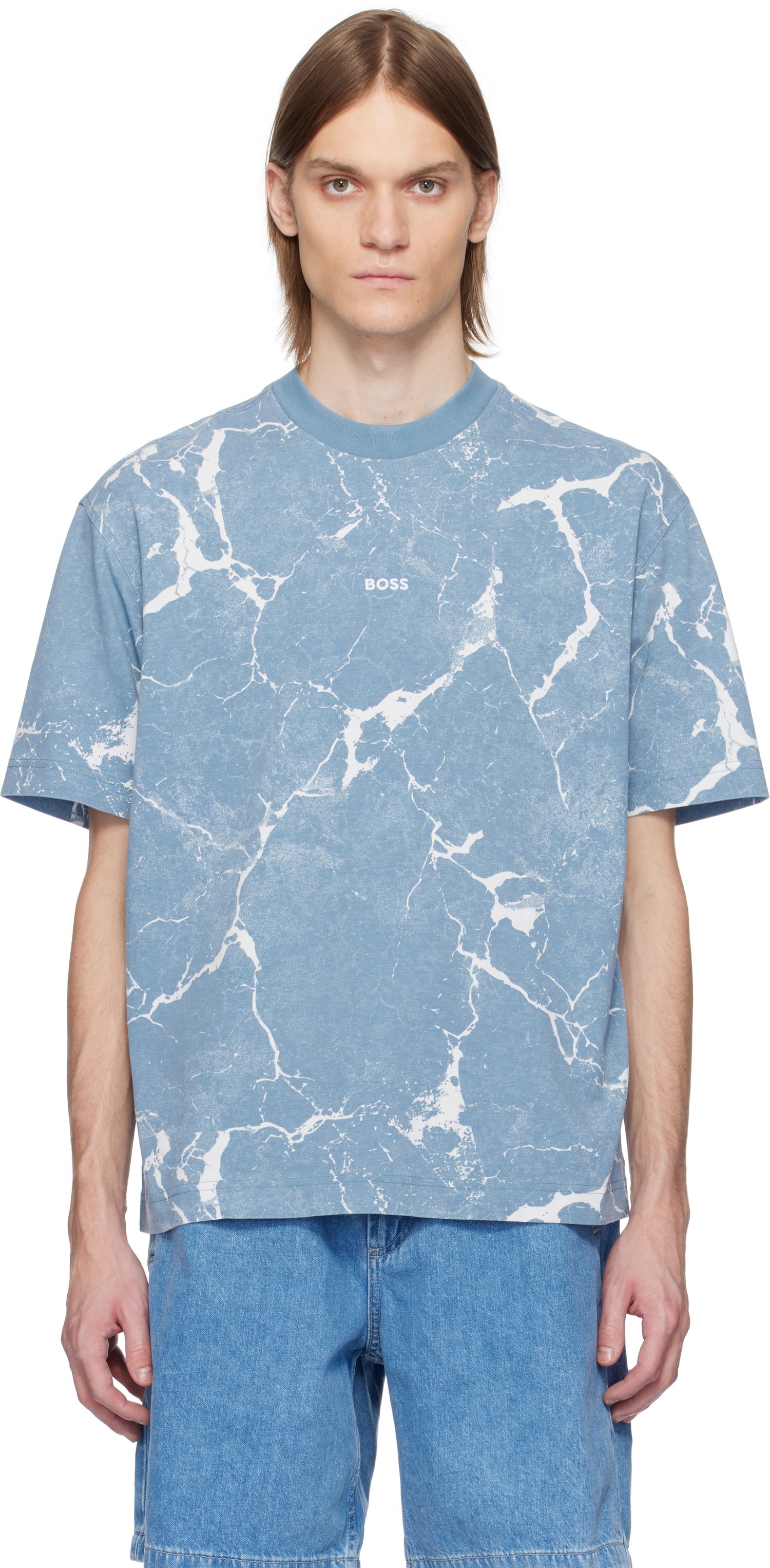 Majica BOSS All-Over Print Tee Modra | 50541105, 0