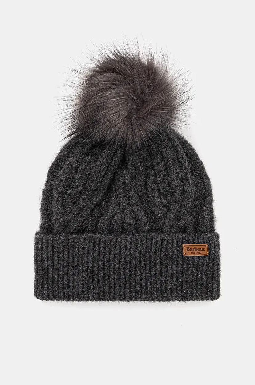 Beanie Barbour Cable Knit Pom Beanie Siva | LHA0555
