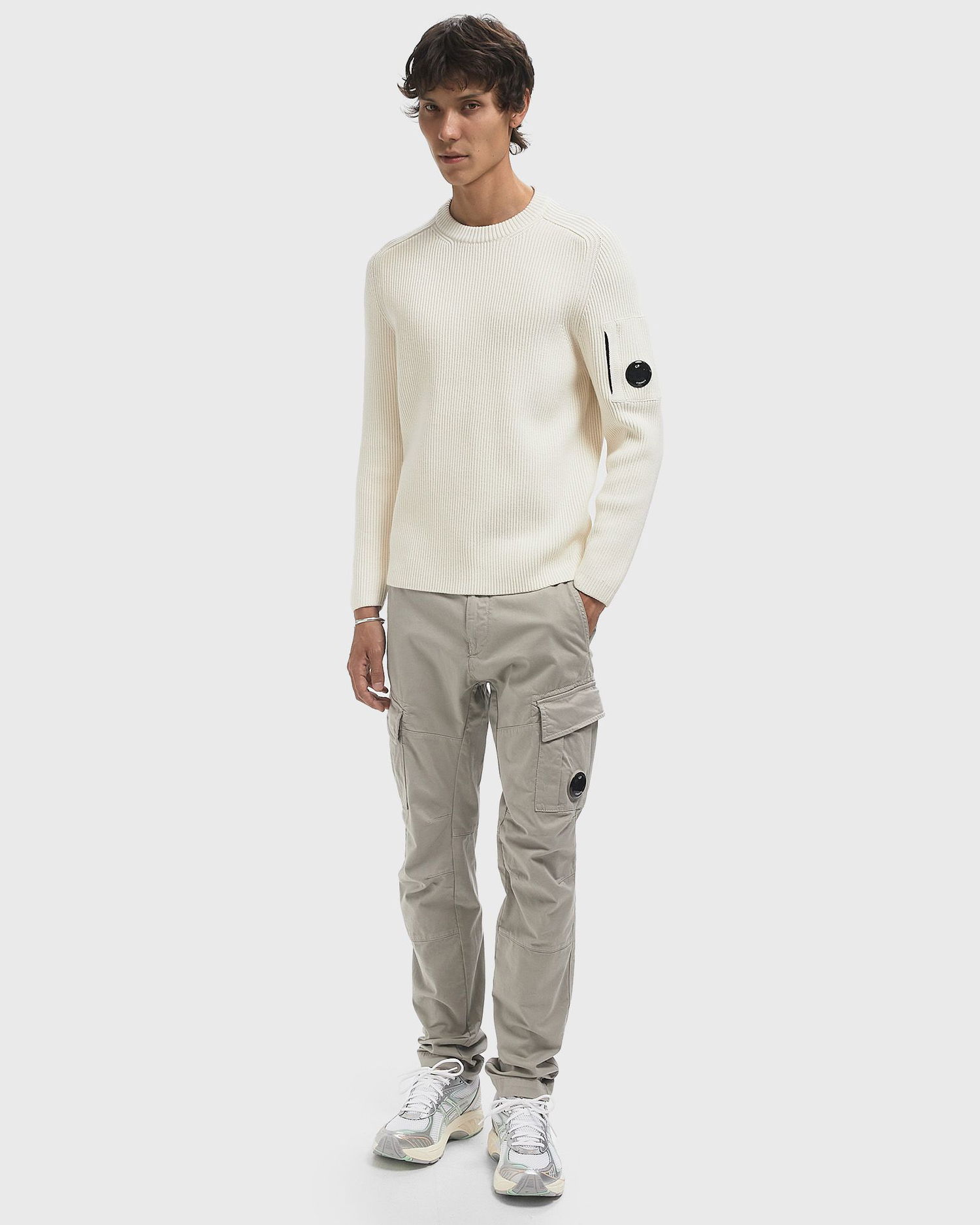 Pleteni pulover C.P. Company C.P. Company Crew Neck Knit Sweater Bela | 19CMKN015A006608A-103, 1
