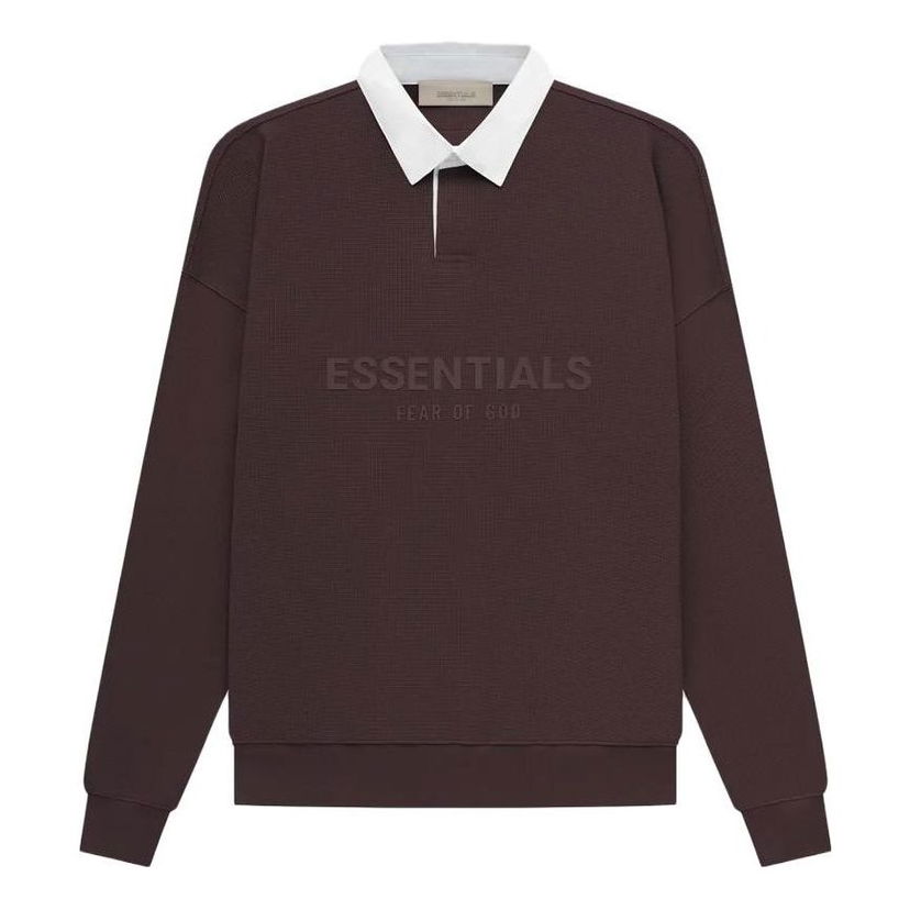 Polo majica Fear of God Essentials Waffle Long Sleeve Polo Rjava | FOG-SS23-054