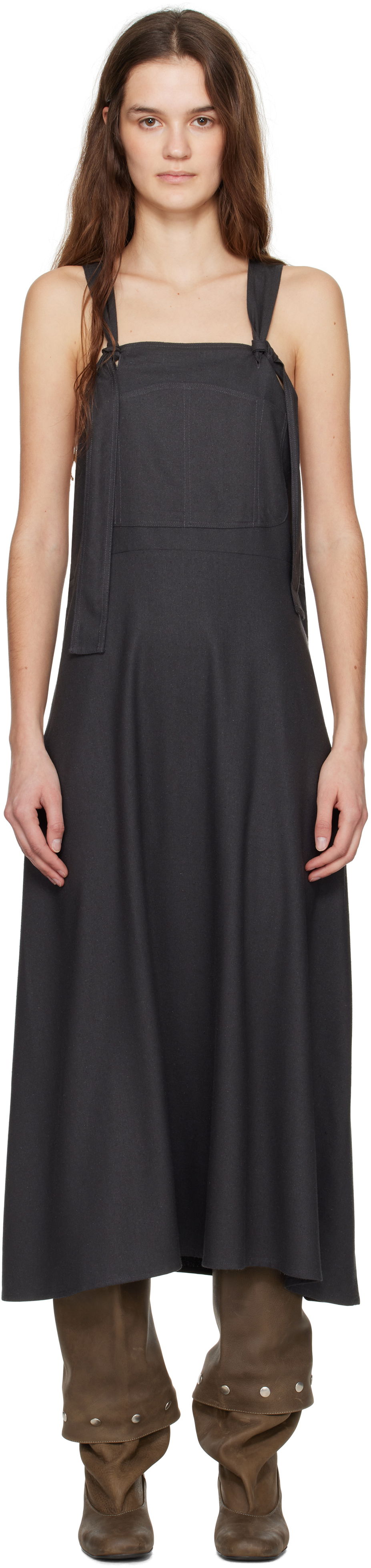 Obleke Baserange Baserange Gren Overalls Midi Dress Siva | DRGRO-WS-SP25, 0