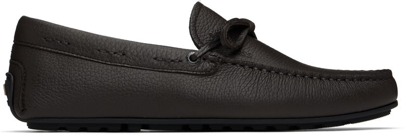 Superge in čevlji BOSS BOSS Grained Leather Driver Sole Loafers Rjava | 50536247