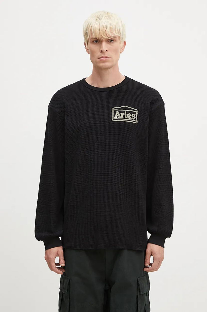 Pulover Aries Waffle Crewneck Sweatshirt Črna | AR4066602