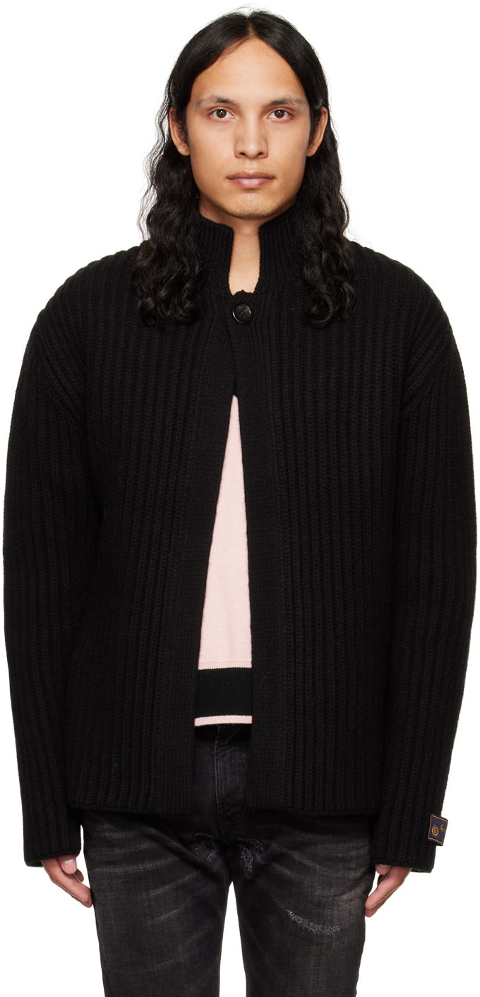 Pleteni pulover We11done We11done Stand Collar Knit Cardigan Črna | WD-KC3-22-612-U-BK