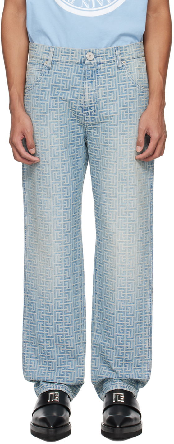 Kavbojke Balmain Monogram Jeans Modra | CH1MI040DD27