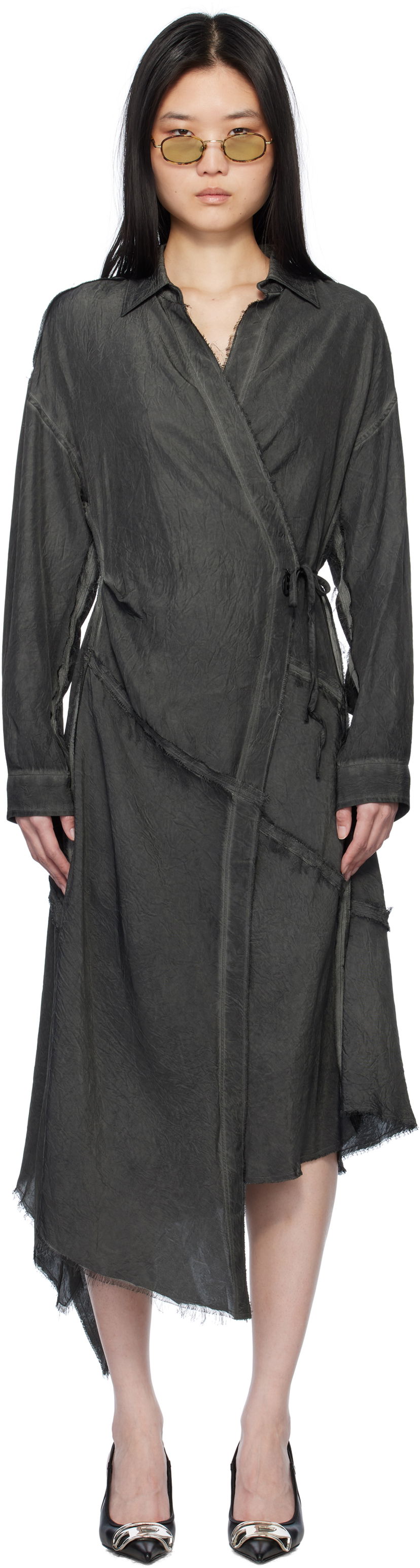 Obleke Diesel Diesel D-Raven-Q1 Midi Wrap Dress Siva | A17310 0CMBB