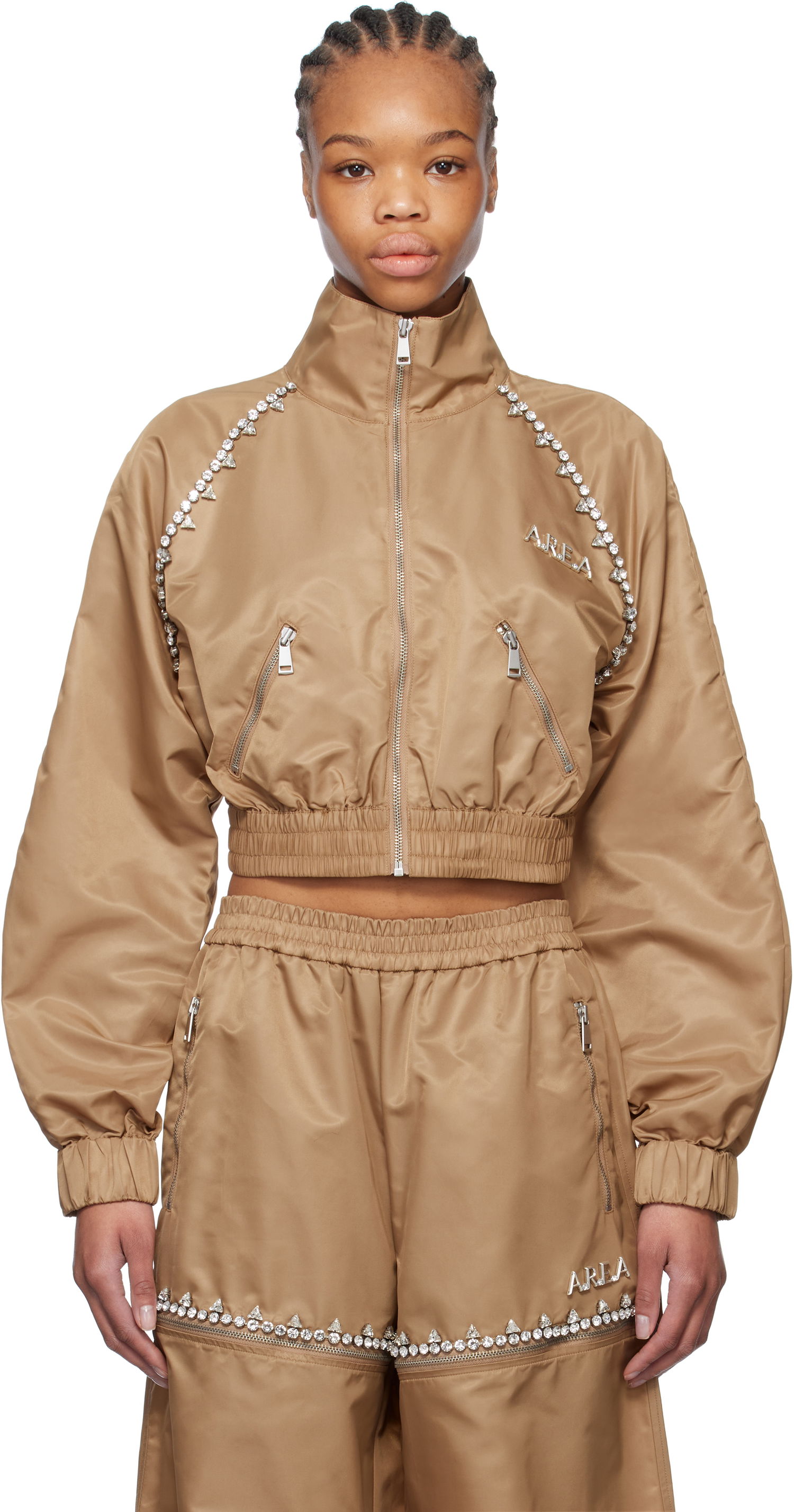 Trenirka Area AREA Crystal Trim Track Jacket Rjava | FW24AWOU0028FA01, 0