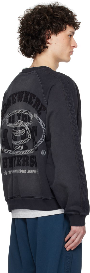 Pleteni pulover AAPE by A Bathing Ape AAPE by A Bathing Ape Main Crewneck Sweatshirt Črna | AAPSWMC320XXNBKL, 2