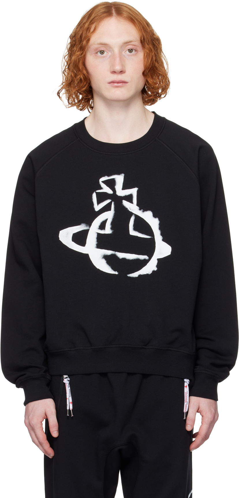 Pleteni pulover Vivienne Westwood Vivienne Westwood Stencil Orb Raglan Sweatshirt Črna | 3I01000Z-J006O-
