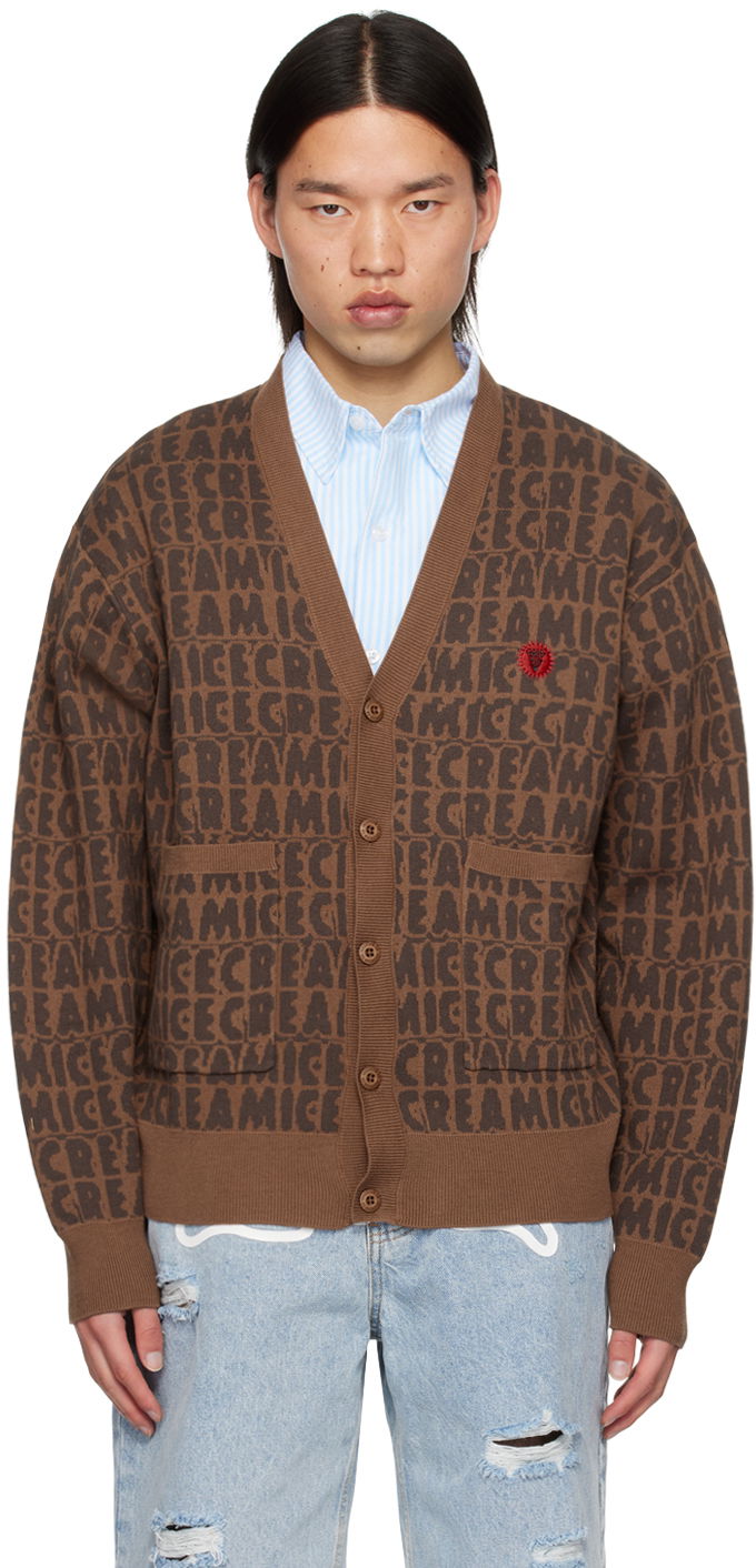Pleteni pulover BBC IceCream ICECREAM Text Cardigan Rjava | IC24215