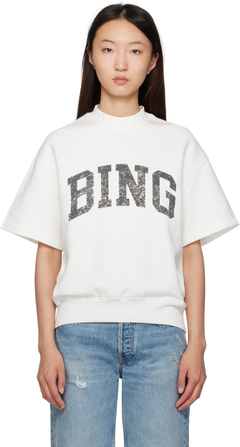 Pulover Anine Bing ANINE BING Jay 'Bing' Sweatshirt Bela | A-08-11002-OFW1