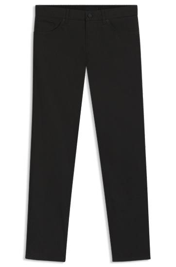 Hlače BOSS Regular-Fit Cotton-Blend Satin Trousers Črna | 50543955
