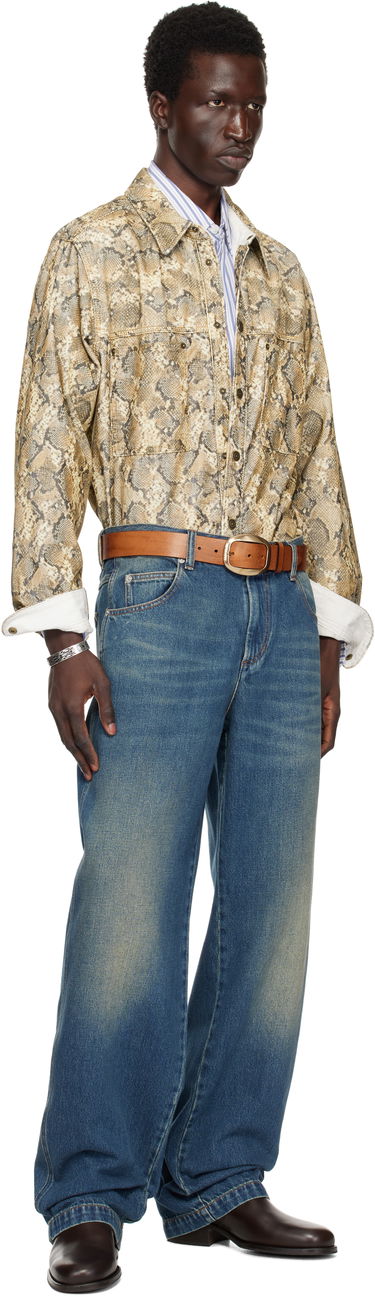 Srajce ISABEL MARANT Isabel Marant Victor Snakeskin Print Shirt Bež | CH0196HA-B4G02H, 3
