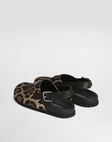 Superge in čevlji Dolce & Gabbana Dolce & Gabbana Canvas Leopard Print Mules with Back Strap Rjava | A80465A6A87HY13M, 2