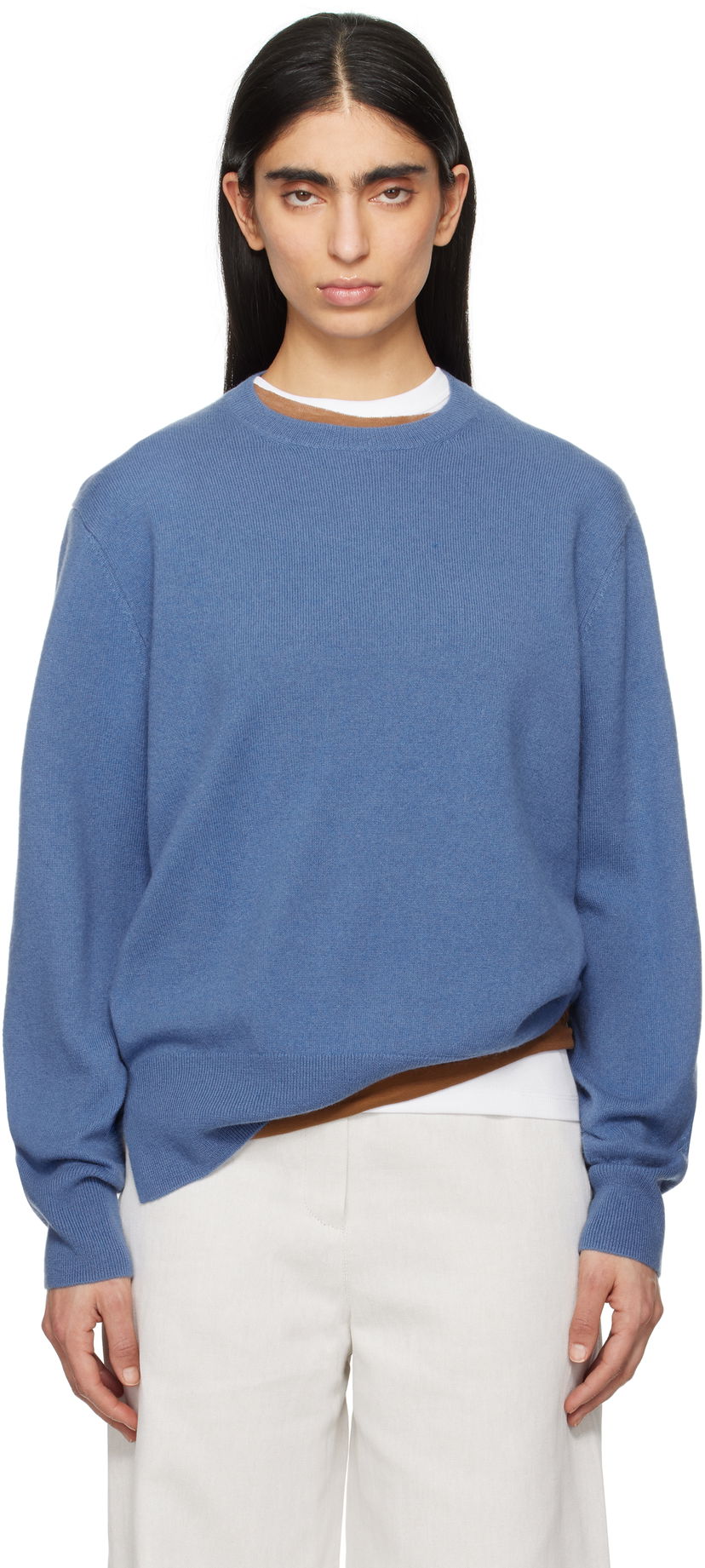 Pleteni pulover TOTEME TOTEME Crew-Neck Cashmere Knit Sweater Modra | 252-WRT1734-YA0016