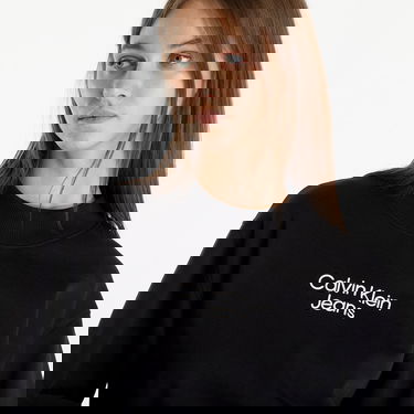 Pulover CALVIN KLEIN Stacked Institutional Sweatshirt Black Črna | J20J221466 BEH, 3