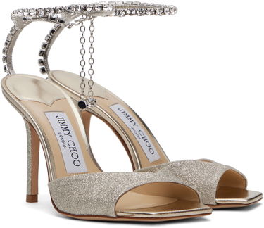 Nega čevljev Jimmy Choo Jimmy Choo Saeda 100 Heeled Sandals Kovinski | SAEDA SANDAL 100, 3