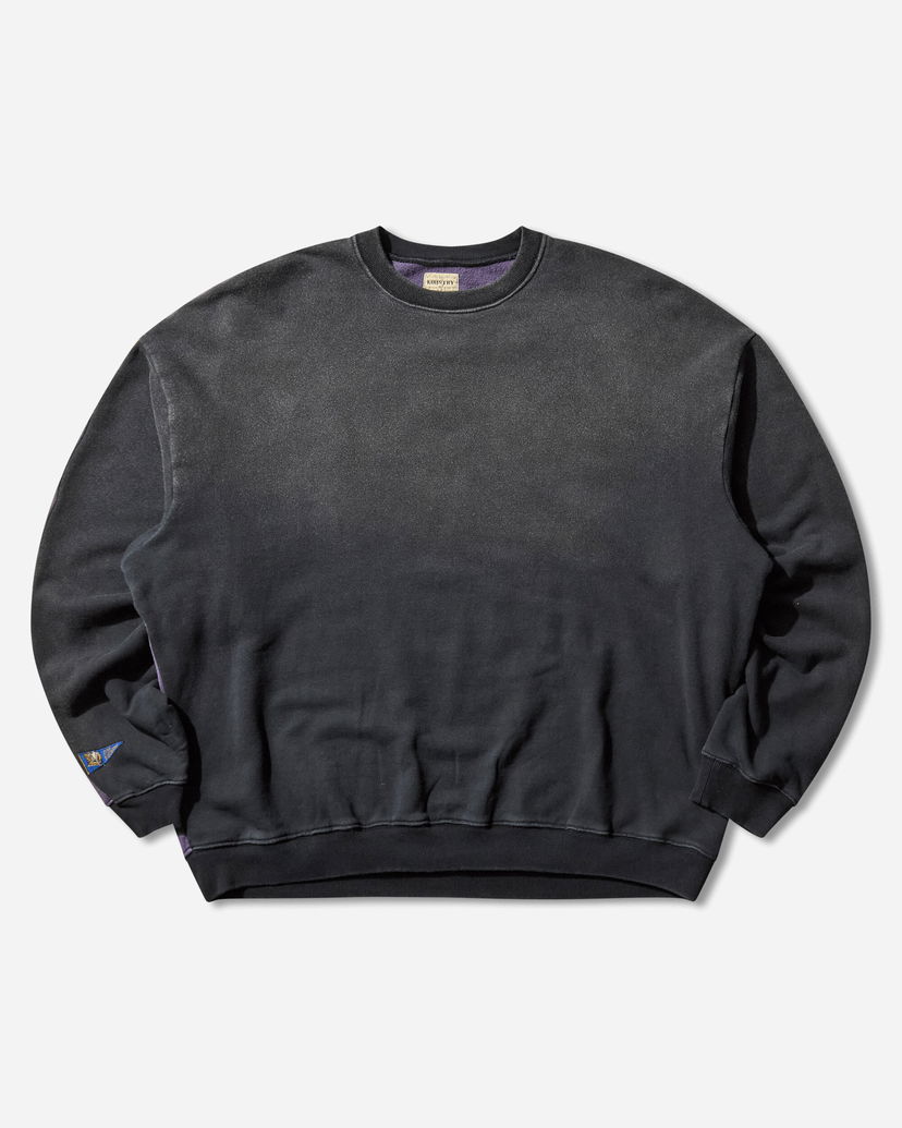 Pulover KAPITAL Sweat Knit 2Tones Remake Big Sweatshirt Črna | EK-1139LCA BLKXPURPLE