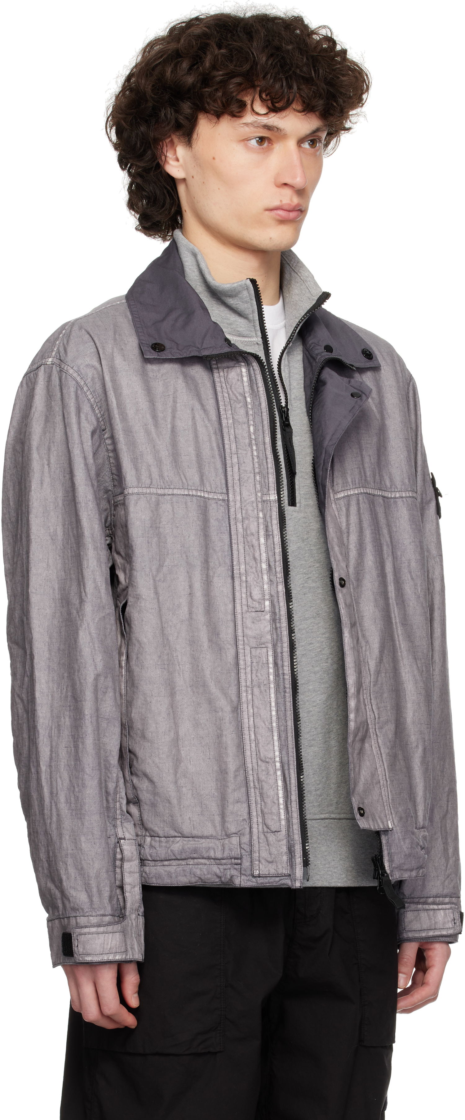 Vetrovka Stone Island Stone Island Raw Linen Plated Jacket Siva | K1S15 4100039 S0030, 1