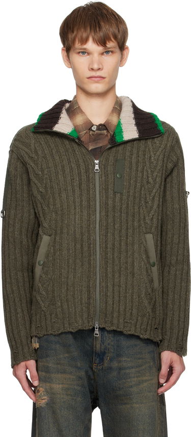 Pleteni pulover Andersson Bell Andersson Bell Stripe High-Neck Zip-Up Sweater Zelena | atb1344m, 0