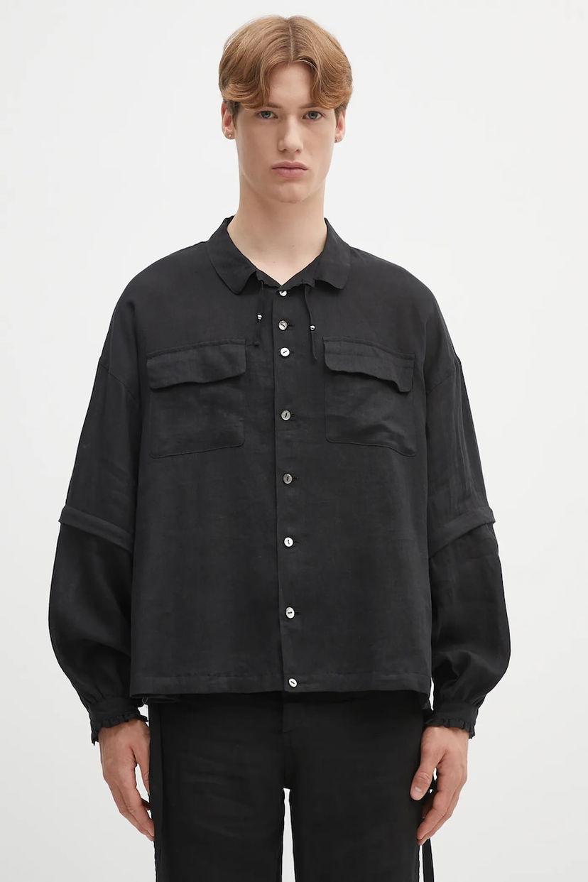 Srajce UNDERCOVER Undercover Relaxed Fit Linen Shirt Črna | UC1E4408.1