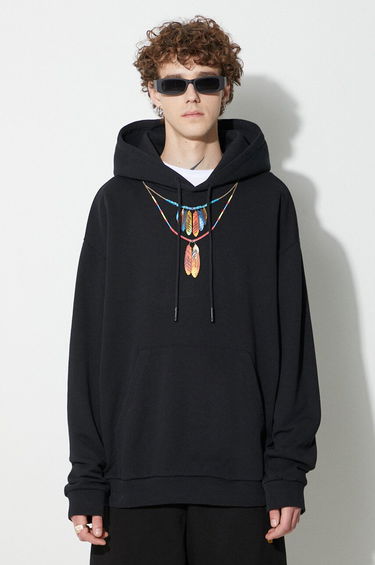 Pulover Marcelo Burlon Feather Necklace Hoodie Črna | CMBB040C99FLE0021025, 0