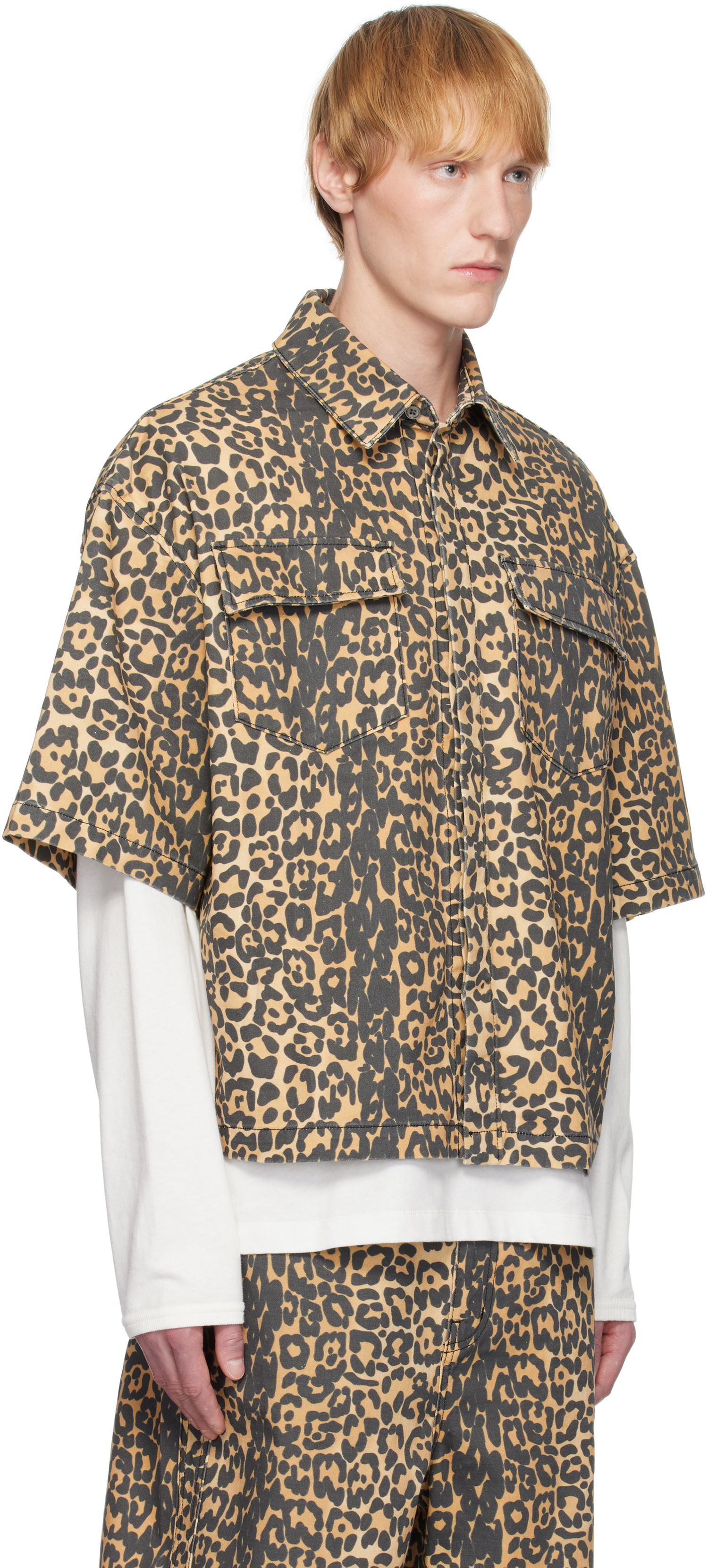 Srajce Rhude Rhude Leopard Boxy Work Denim Shirt Bež | RHSS25SR05012, 1