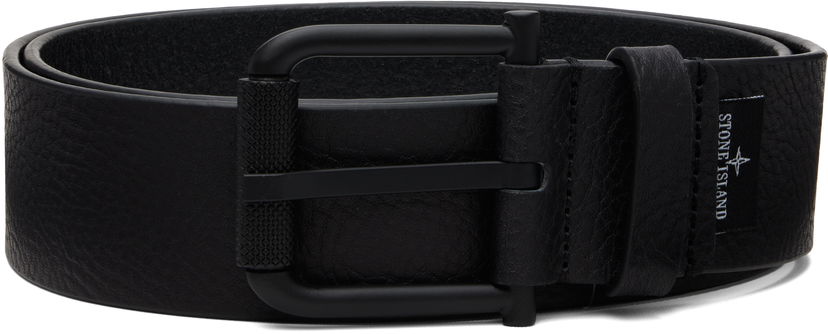 Pasovi Stone Island Stone Island Tumbled Leather Belt Črna | K2S15 9300002 S0072