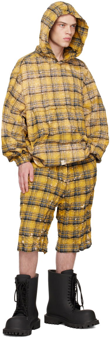 Kratke hlače We11done We11done Crinkled Check Shorts Rumena | WD-PT1-23-254-U-YE, 3