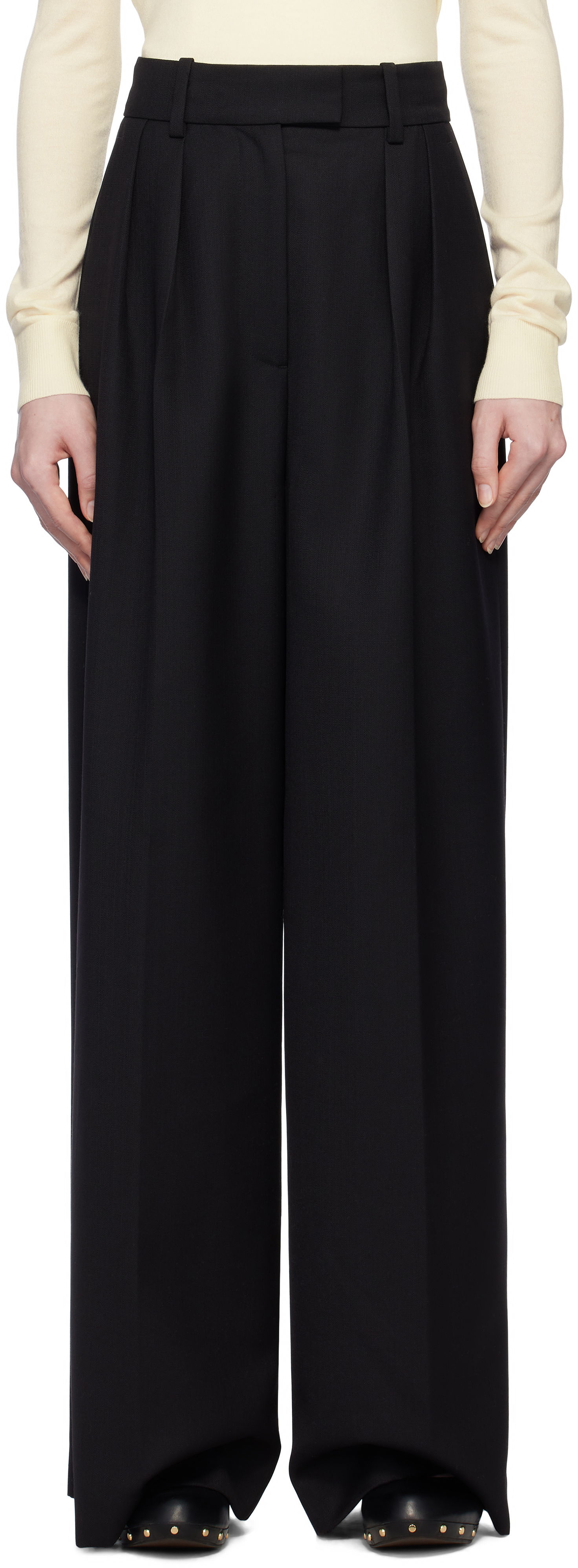 Hlače Anine Bing Anine Bing Lou Wide Leg Trousers Črna | A-03-10389-BLK26, 0