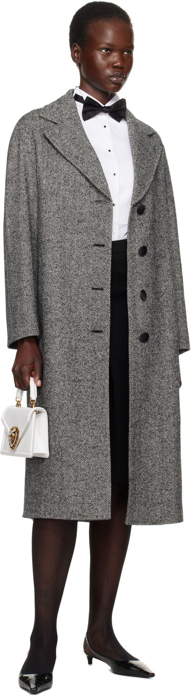 Plašči Dolce & Gabbana Mixed Wool Long Coat Siva | F0F1NT FCMC3, 3