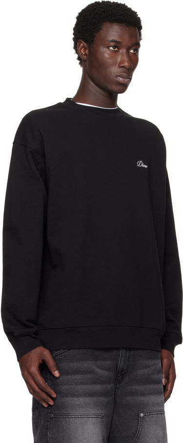 Pulover Dime Dime Cursive Small Logo Crewneck Sweatshirt Črna | DIMESU2538BLK, 1