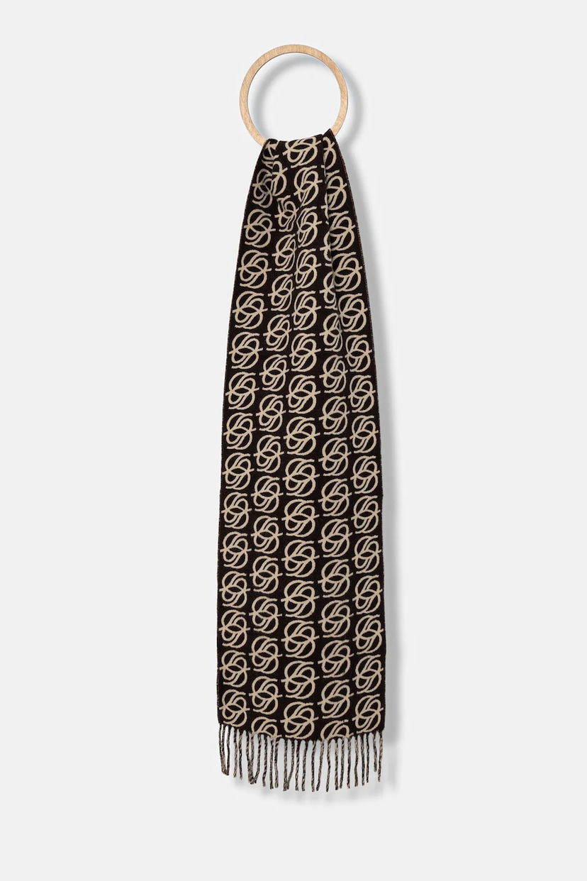 Šala Drôle de Monsieur Drôle de Monsieur L'Echarpe Monogramme Patterned Scarf Rjava | I.SF118.WO046