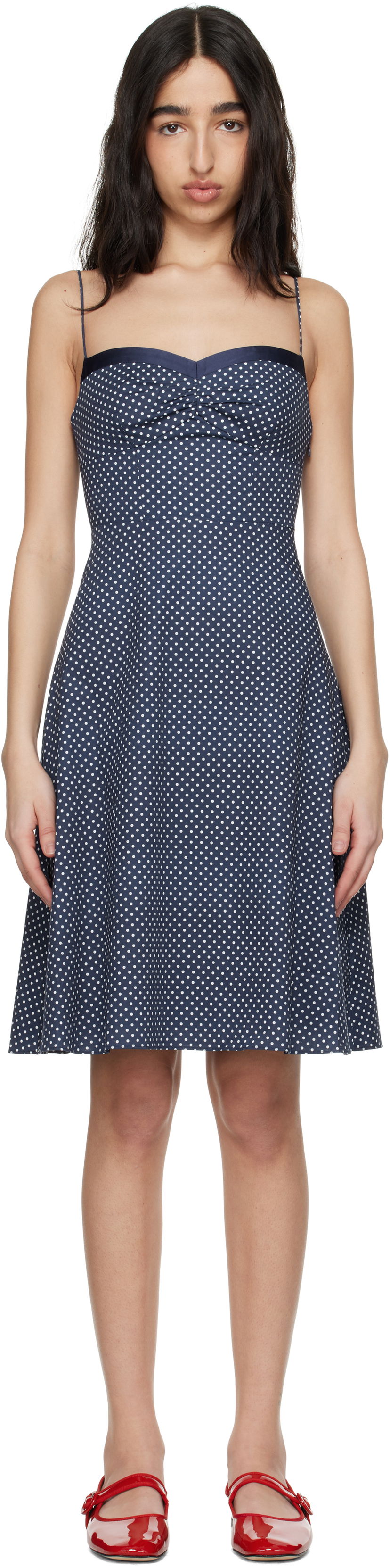 Obleke GUIZIO Guizio Margaux Polka Dot Midi Dress Mornarica | S25422W089