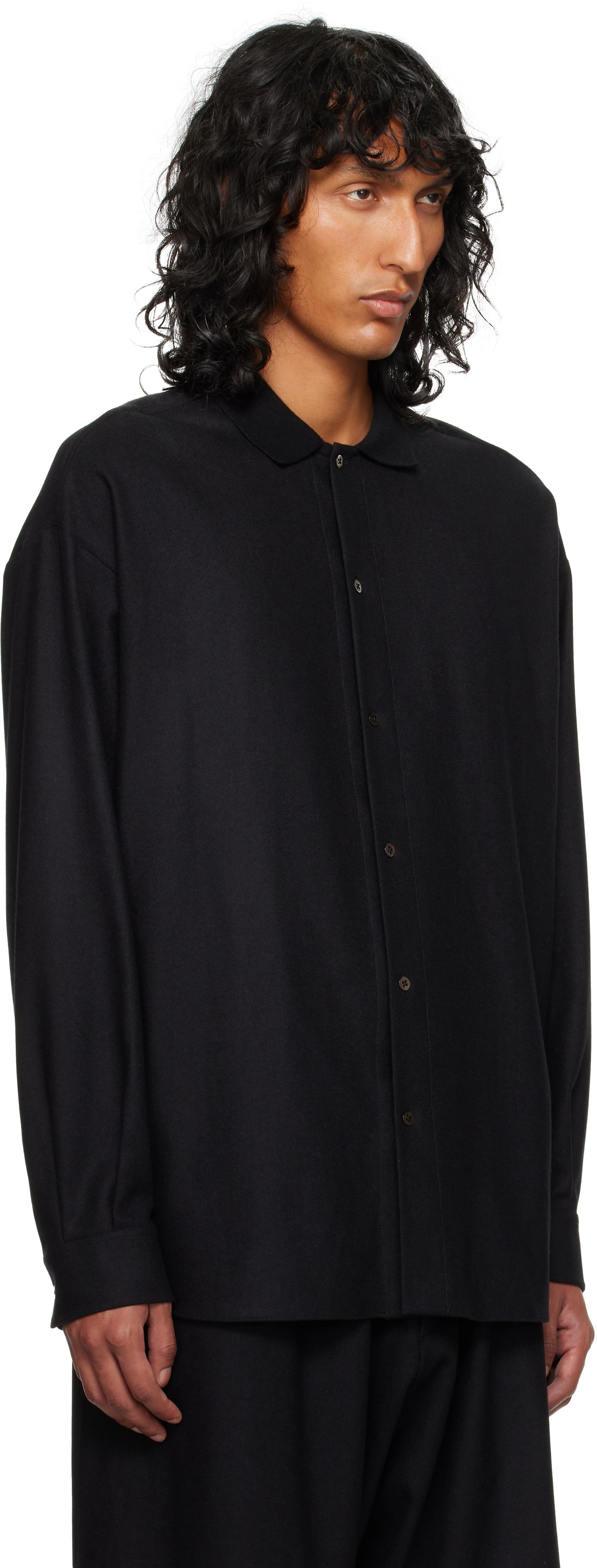 Srajce The Row Oversized Wool Shirt Črna | 827-W3301, 1