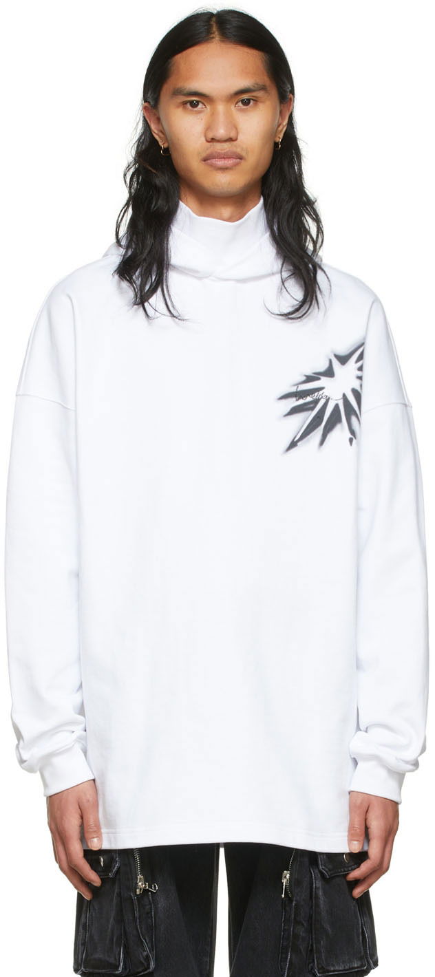 Pulover We11done Graphic Print Cotton Turtleneck Bela | WD-TH1-22-702-U-WH