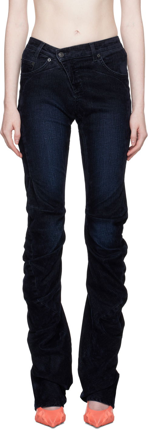 Kavbojke Ottolinger Ottolinger Offset Scrunch Jeans Modra | 1701712