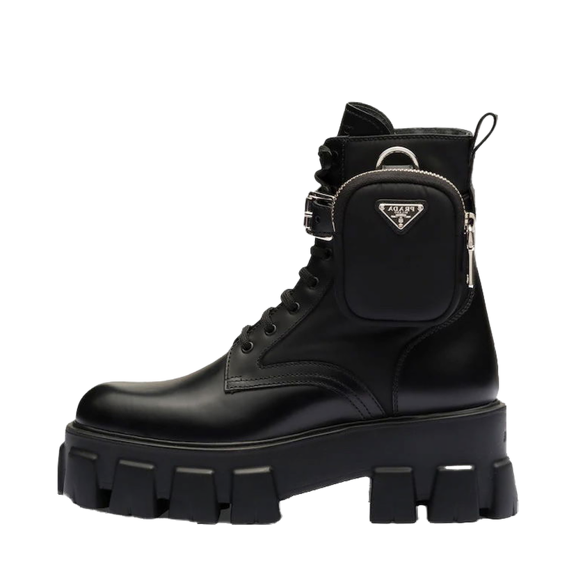 Superge in čevlji Prada Monolith 55mm Pouch Ankle Boots Black Leather Črna | 1T255M_3LJS_F0002_F_B055